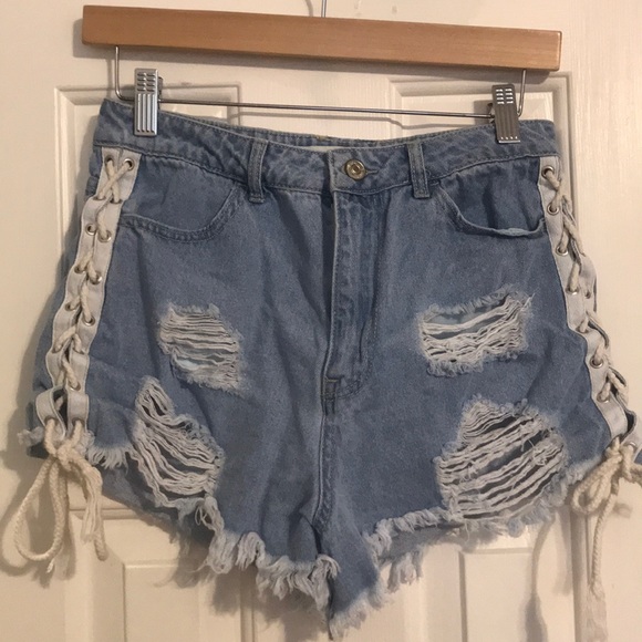 Forever 21 Lace Up Jean Shorts - Picture 3 of 4